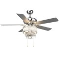 52 Inch Crystal Ceiling Fan Lamp with 5 Reversible Blades - Gallery View 3 of 20