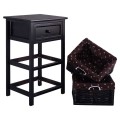 3 Tiers Wooden Storage Nightstand with 2 Baskets and 1 Drawer - Gallery View 19 of 23