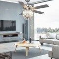 52 Inch Crystal Ceiling Fan Lamp with 5 Reversible Blades - Gallery View 8 of 20
