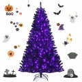 Black Artificial Christmas Halloween Tree with Purple LED Lights - Gallery View 16 of 23