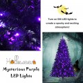 Black Artificial Christmas Halloween Tree with Purple LED Lights - Gallery View 22 of 23