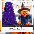 Black Artificial Christmas Halloween Tree with Purple LED Lights - Gallery View 20 of 23
