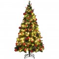Pre-lit Christmas Hinged Tree with Red Berries and Ornaments - Gallery View 20 of 36