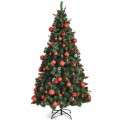 Pre-lit Christmas Hinged Tree with Red Berries and Ornaments - Gallery View 15 of 36