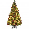 Pre-lit Christmas Hinged Tree with Red Berries and Ornaments - Gallery View 8 of 36