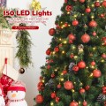 Pre-lit Christmas Hinged Tree with Red Berries and Ornaments - Gallery View 11 of 36
