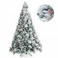 8 Feet Snow Flocked Christmas Tree Glitter Tips with Pine Cone and Red Berries - Gallery View 9 of 11