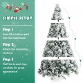 8 Feet Snow Flocked Christmas Tree Glitter Tips with Pine Cone and Red Berries - Gallery View 11 of 11