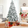 8 Feet Snow Flocked Christmas Tree Glitter Tips with Pine Cone and Red Berries - Gallery View 1 of 11