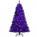 Black Artificial Christmas Halloween Tree with Purple LED Lights - Gallery View 3 of 23