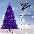 Black Artificial Christmas Halloween Tree with Purple LED Lights - Gallery View 5 of 23