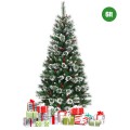 6 Feet Snow Flocked Artificial Christmas Hinged Tree with Red Berries - Gallery View 8 of 10