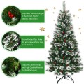 6 Feet Snow Flocked Artificial Christmas Hinged Tree with Red Berries - Gallery View 5 of 10