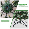 6 Feet Snow Flocked Artificial Christmas Hinged Tree with Red Berries - Gallery View 10 of 10