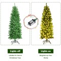 5/6/7 Feet PVC Hinged Pre-lit Artificial Fir Pencil Christmas Tree with 150 Lights - Gallery View 9 of 34