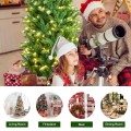 5/6/7 Feet PVC Hinged Pre-lit Artificial Fir Pencil Christmas Tree with 150 Lights - Gallery View 2 of 34