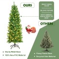 5/6/7 Feet PVC Hinged Pre-lit Artificial Fir Pencil Christmas Tree with 150 Lights - Gallery View 5 of 34
