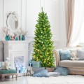 5/6/7 Feet PVC Hinged Pre-lit Artificial Fir Pencil Christmas Tree with 150 Lights - Gallery View 6 of 34