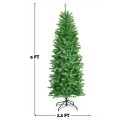5/6/7 Feet PVC Hinged Pre-lit Artificial Fir Pencil Christmas Tree with 150 Lights - Gallery View 4 of 34