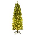 5/6/7 Feet PVC Hinged Pre-lit Artificial Fir Pencil Christmas Tree with 150 Lights - Gallery View 11 of 34