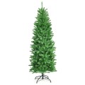 5/6/7 Feet PVC Hinged Pre-lit Artificial Fir Pencil Christmas Tree with 150 Lights - Gallery View 8 of 34