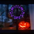 24 Inch Pre-lit Halloween Wreath with 35 Purple LED Lights - Gallery View 6 of 13