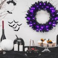 24 Inch Pre-lit Halloween Wreath with 35 Purple LED Lights - Gallery View 8 of 13