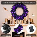 24 Inch Pre-lit Halloween Wreath with 35 Purple LED Lights - Gallery View 2 of 13