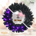 24 Inch Pre-lit Halloween Wreath with 35 Purple LED Lights - Gallery View 12 of 13