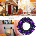 24 Inch Pre-lit Halloween Wreath with 35 Purple LED Lights - Gallery View 5 of 13