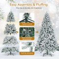 7.5 Feet Snow Flocked Hinged Artificial Christmas Tree without Lights - Gallery View 5 of 11