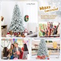7.5 Feet Snow Flocked Hinged Artificial Christmas Tree without Lights - Gallery View 2 of 11