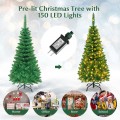 Pre-Lit Premium Hinged Artificial Fir Pencil Christmas Tree with LED Lights