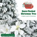 5/6/7/8 Feet Snow Flocked Christmas Tree with Berries and Poinsettia Flowers - Gallery View 26 of 28