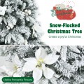 5/6/7/8 Feet Snow Flocked Christmas Tree with Berries and Poinsettia Flowers - Gallery View 12 of 28