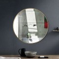 27.5 Inch Modern Metal Wall-Mounted Round Mirror for Bathroom