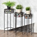3 Pieces Round Display Ceramic Beads Metal Plant Stand - Gallery View 2 of 14