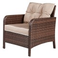 5 Pieces Patio Rattan Sofa Ottoman Furniture Set with Cushions - Gallery View 5 of 46