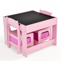 Kids Table Chairs Set With Storage Boxes Blackboard Whiteboard Drawing - Gallery View 30 of 35
