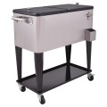 80 Quart Patio Rolling Stainless Steel Ice Beverage Cooler - Gallery View 2 of 11