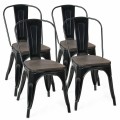 18 Inch Set of 4 Stackable Metal Dining Chair with Wood Seat - Gallery View 3 of 25