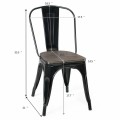 18 Inch Set of 4 Stackable Metal Dining Chair with Wood Seat - Gallery View 4 of 25