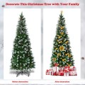 5 / 6 / 7.5 Feet Artificial Pencil Christmas Tree with Pine Cones - Gallery View 5 of 28