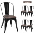 18 Inch Set of 4 Stackable Metal Dining Chair with Wood Seat - Gallery View 10 of 25