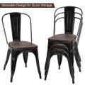 18 Inch Set of 4 Stackable Metal Dining Chair with Wood Seat - Gallery View 11 of 25