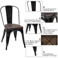 18 Inch Set of 4 Stackable Metal Dining Chair with Wood Seat - Gallery View 5 of 25