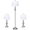 3 Pieces Brushed Nickel Lamp Set - Gallery View 4 of 22