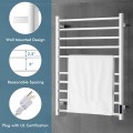 10 Bar Towel Warmer Wall Mounted Electric Heated Towel Rack with Built-in Timer