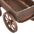Wood Wagon Planter Pot Stand with Wheels - Gallery View 8 of 12