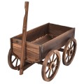 Wood Wagon Planter Pot Stand with Wheels - Gallery View 2 of 12